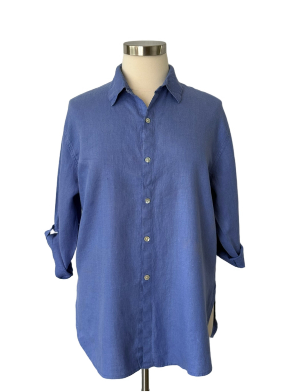 Chico’s Blue Linen Button Down Oversized Shirt Size 16 (Chico’s 3)